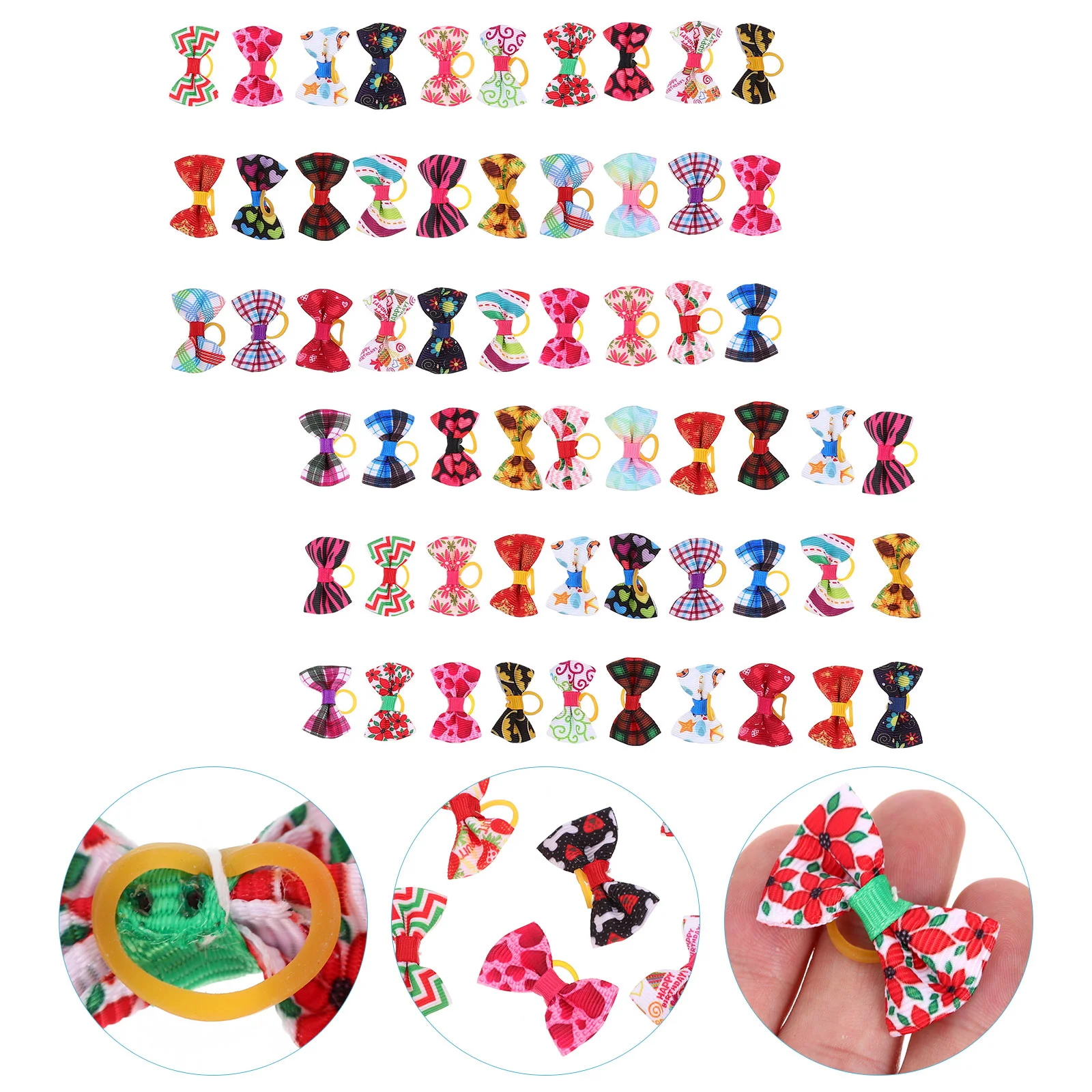 

60Pcs Hair Bows Party Supplies Cat Eslatic Hair Bands Hair Bows For Holiday Grooming Accessories ( )