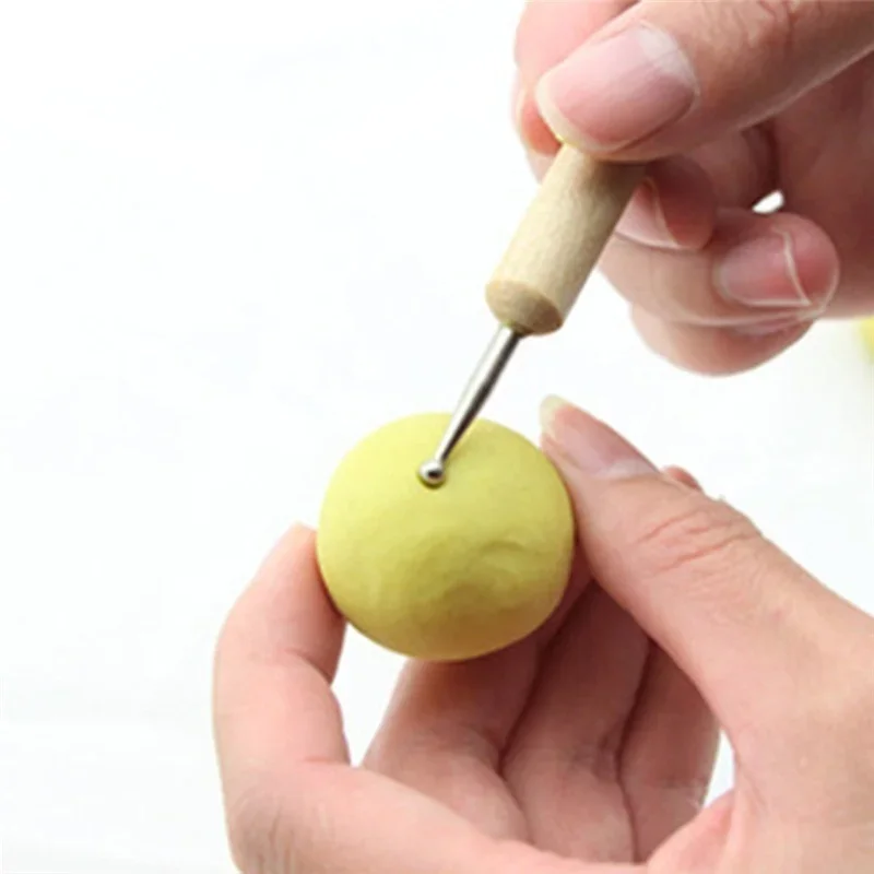 5pcs Wood and Stainless Steel Ball Stylus Polymer Clay Pottery Ceramics Sculpting Modeling Handmade Tools Set polymer clay tools pottery tools clay sculpting tools pottery sculpting tools clay craft tool
