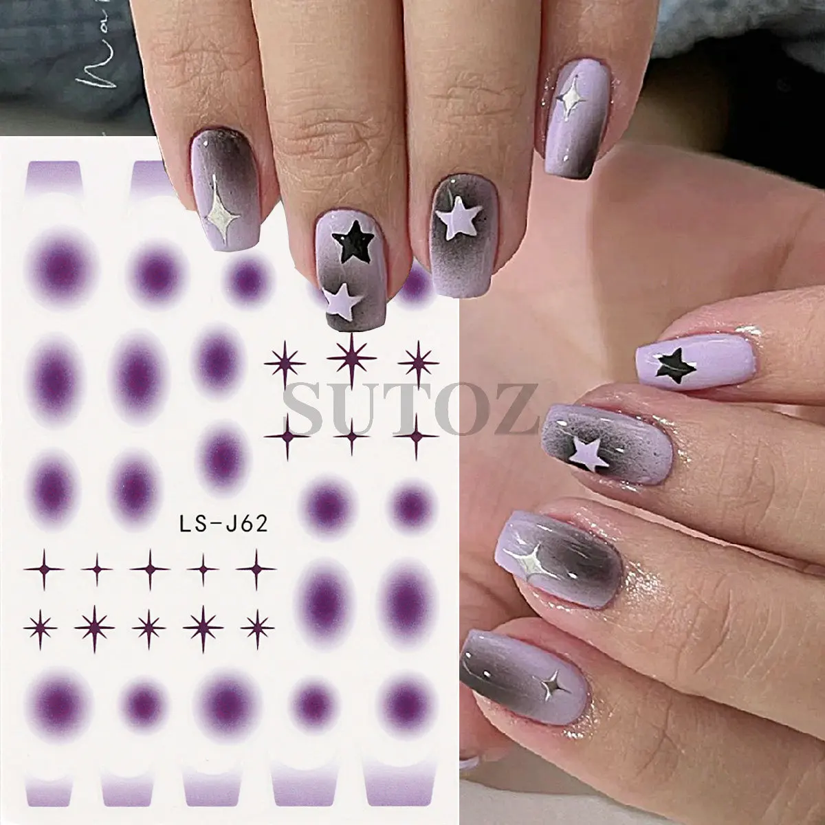 1pc Airbrush Stencil For Nails Heart Butterfly Stars Pattern