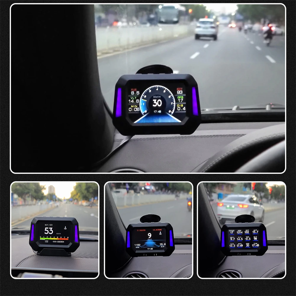 Car Heads Up Display Off road Vehicle System Speedometer OBD2+GPS Mode