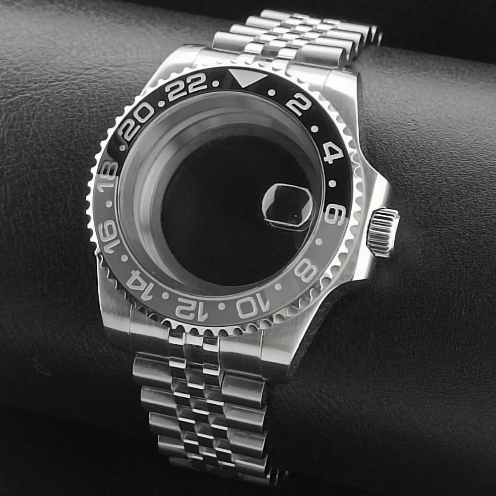 Premium GMT Watch Case with Bidirectional Sapphire Bezel and Slide Buck, 40MM, 5Bar Water Resistance