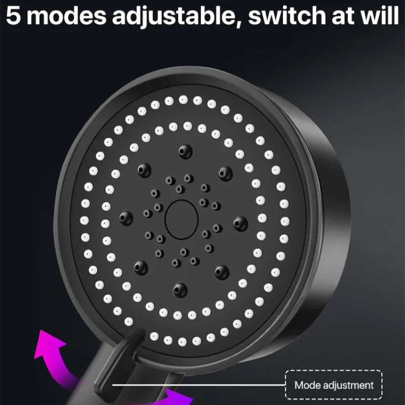 Multifunctional Black Warrior Frosted HandsFree Shower Booster with Five Adjustable Shower Heads