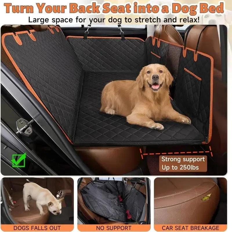 Hard Bottom Dog Car Seat Cover Waterproof With Mesh Window Scratch Prevent Antinslip Hammock dog car seat cover