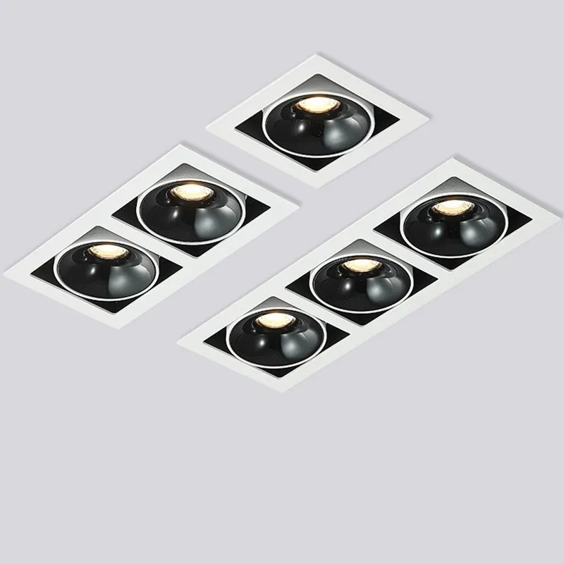 초박형 임베디드 LED 통 눈부심 방지 천장 조명 AC90-260V 사각형 조절 가능 COB 스포트라이트 화이트/블랙 도매