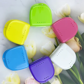 Multiple Colors Large Denture Storage Box Plastic Mouth Guard Braces Hook Container Air Vent Holes False Teeth Protective Box 2