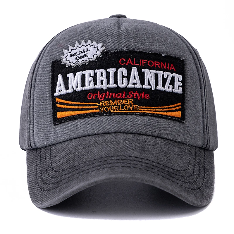 Unisex Washed Cotton Vintage Baseball Cap Americanize Letter Embroidery Dad Hat Outdoor Sports Hat For Men And Women