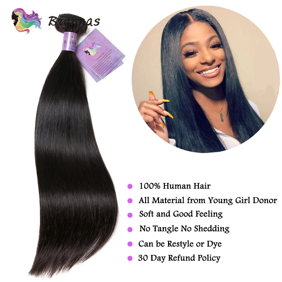 Straight Human Hair Bundles Natural Color Human Hair Brazilian Weaves Extension Straight Bundles For Women