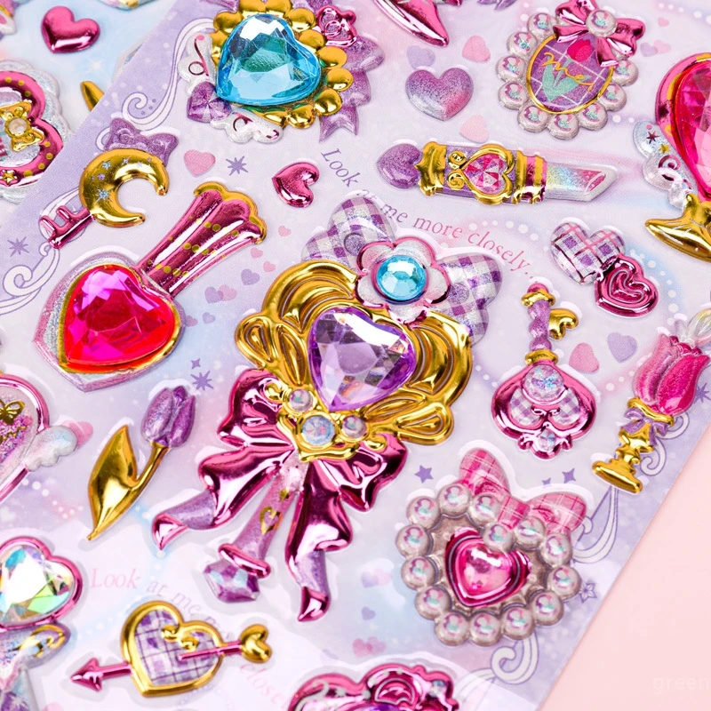 3D Diamond Gemstone Stickers Children's Girls Princess Magic Stick Shiny Stickers DIY Phone Case Decorative Diy Paste Material