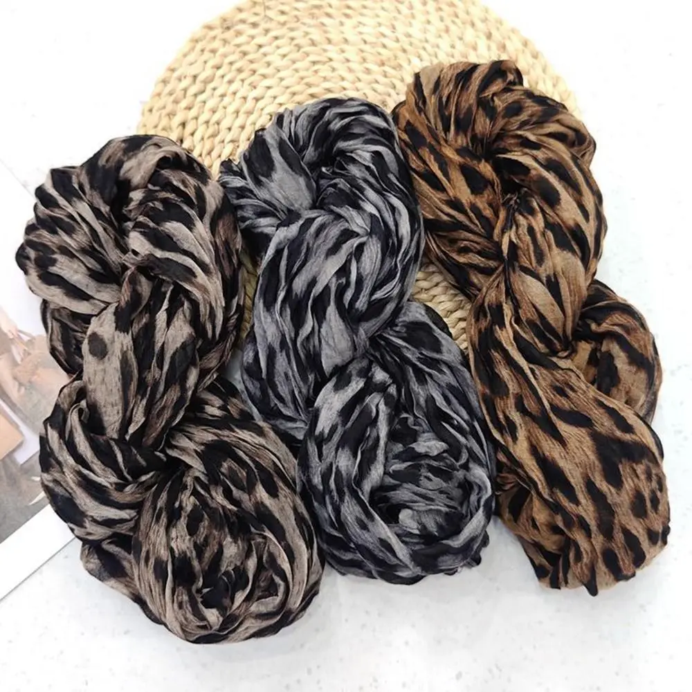 Fashionable Trend Gradient Blue Fold Shawl Soft Retro Pleated Long Scarf Sunscreen Scarf Spring Summer