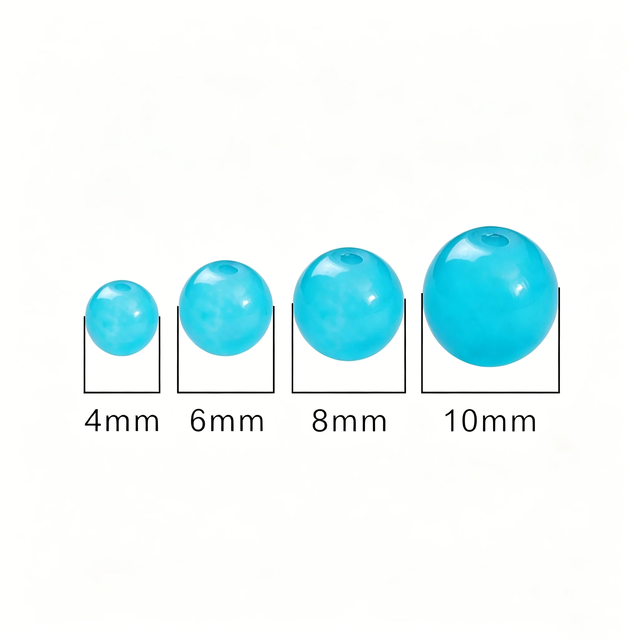 Glossy Jelly Imitation Jade Glass Round Beads – Assorted Sizes for Jewelry Making Supplies