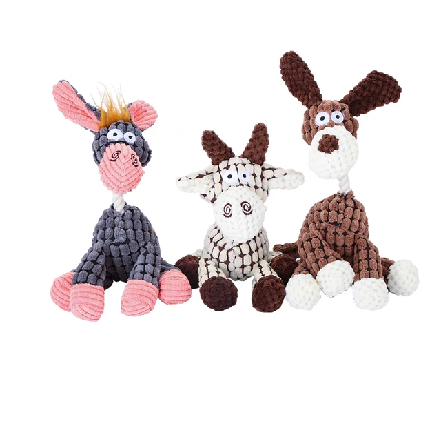 Stuffed donkey pet dog toy Bite resistant teeth stuffed toy with bb bark 3