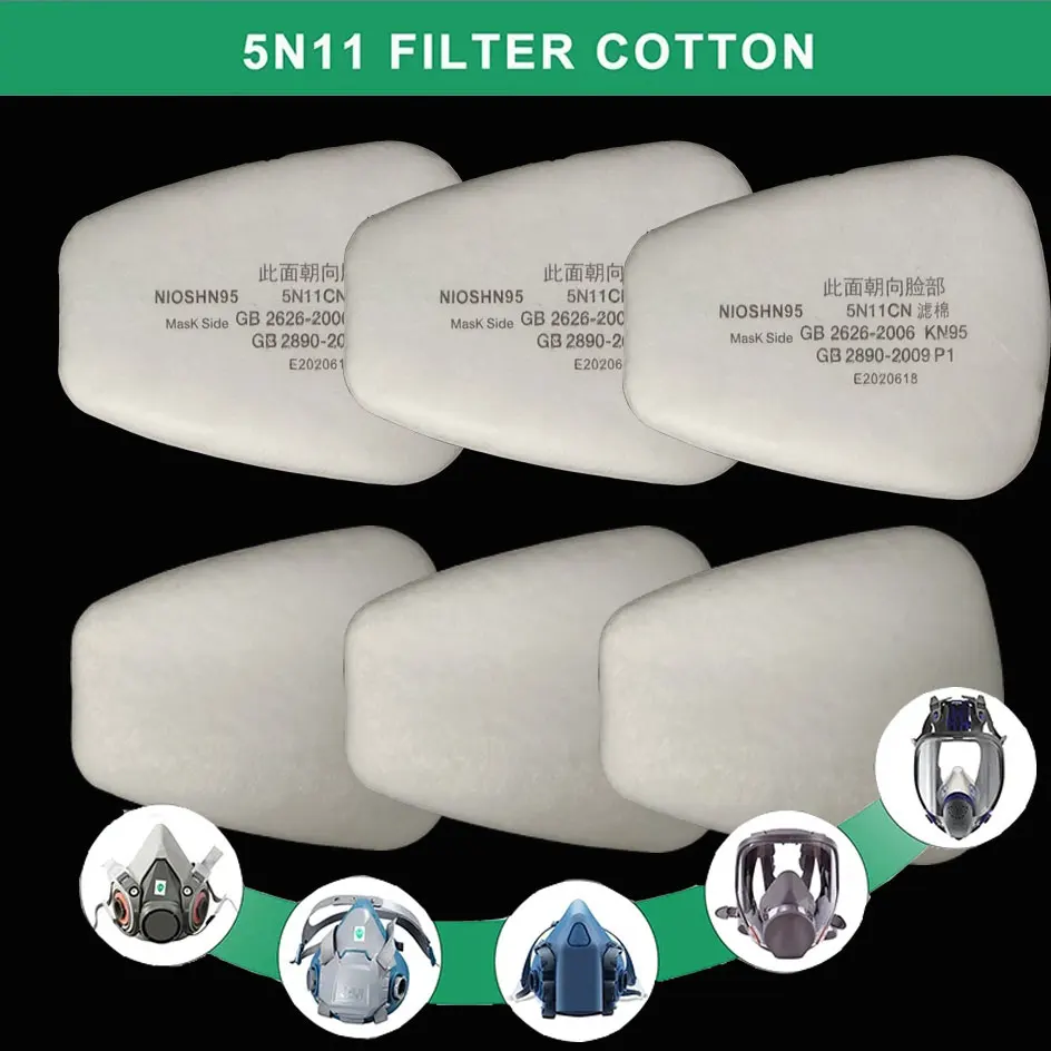5N11 Dust Cotton Filter Paper Filters For 6001/6200/7502/6800 Series Chemical Spraying Painting Respirator Gas Mask Accessory respirator filter respirator accessory filter paper