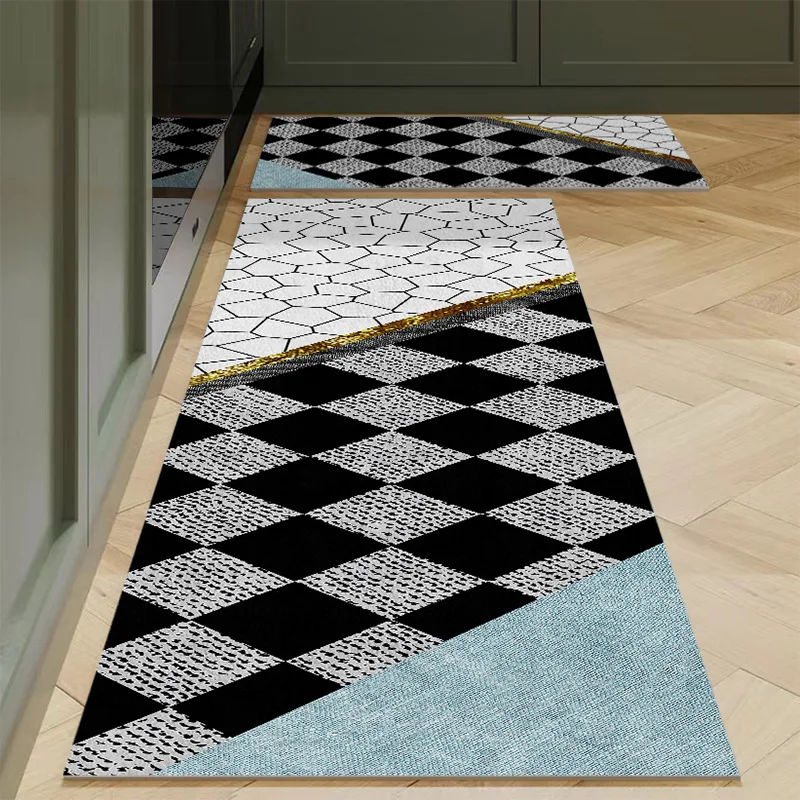 thumbnail image 1 of Alfombra de cocina antideslizante moderna para el hogar, alfombra suave de dibujos animados simple a la moda, alfombra de baño de tira larga, felpudo de entrada lavable y duradero, 1 of 5