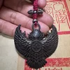 2.1''Old Tibet Tibetan Sky Iron Redpoll Winged Garuda Bird Eagle Buddha Pendant 4