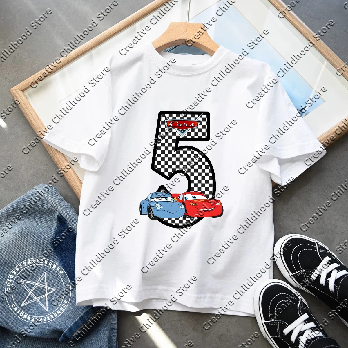 Disney Summer McQueen Cars Birthday Number 0-9 Children Clothes Kawaii Anime Cartoons Kids Boy Girl Hip Hop T Shirts Casual Top 2