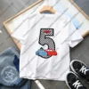 Disney Summer McQueen Cars Birthday Number 0-9 Children Clothes Kawaii Anime Cartoons Kids Boy Girl Hip Hop T Shirts Casual Top 2