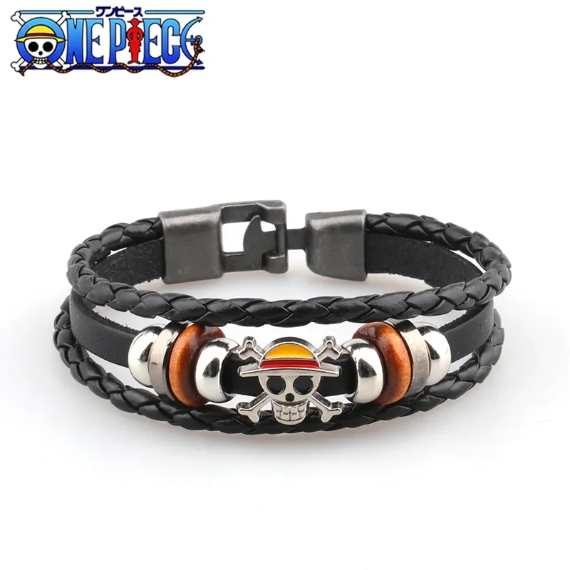 Anime One Piece Bracelet Animation Peripherals Toys Accessories European American Vintage Leather Bracelet Birthday Gifts