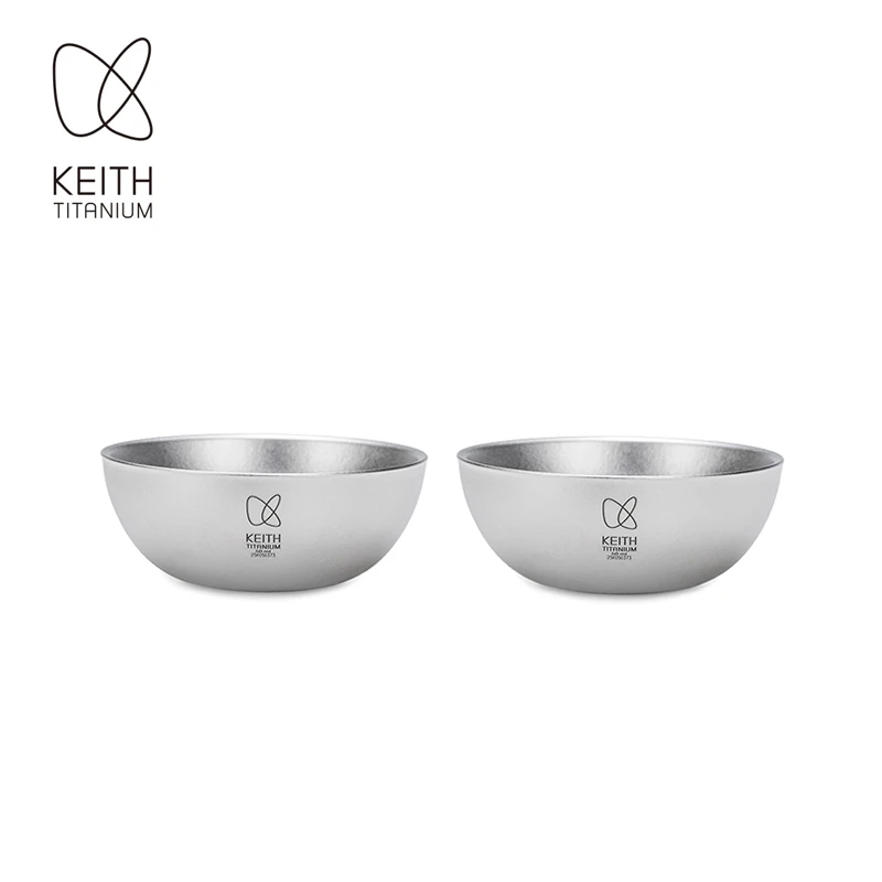 KEITH 2Pcs 순수 티타늄 티컵 50ml 이중벽 절연 방열 경량 휴대용 야외 캠핑 가정용