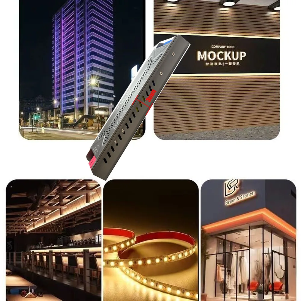 초박형 LED 스트립 스위치 드라이버 램프, 새로운 조명 변압기, AC 110V-220V-DC 12V/24V 전원 공급 어댑터, 60W 100W 300W