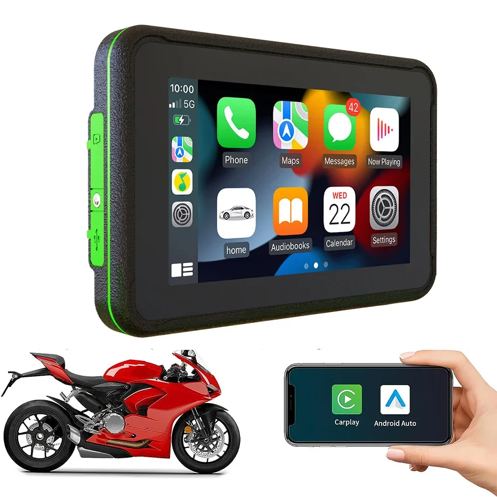 5 inch Motorcycle Wireless Carplay Android Auto Screen IPX7 Waterproof  Navegador Gps Moto