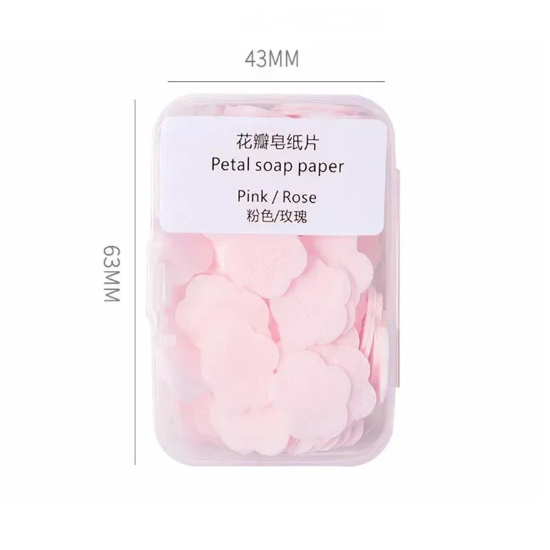 Disposable Mini Petal Soap Paper for Children Hand Washing Cleaning Soap Sheets Paper Outdoor Portable Flakes Toilet Soaps