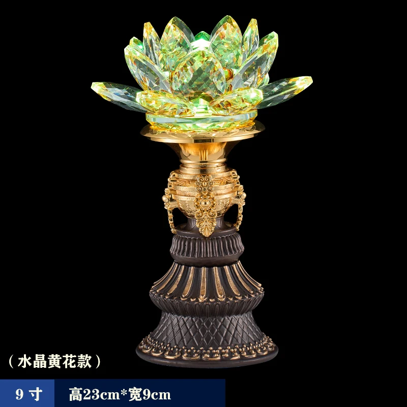 LED Colorful Crystal Ball Lotus Lamp, Buddhist Supplies, Temple Eternal Light, Buddha Light, Meditation, Home Decoration