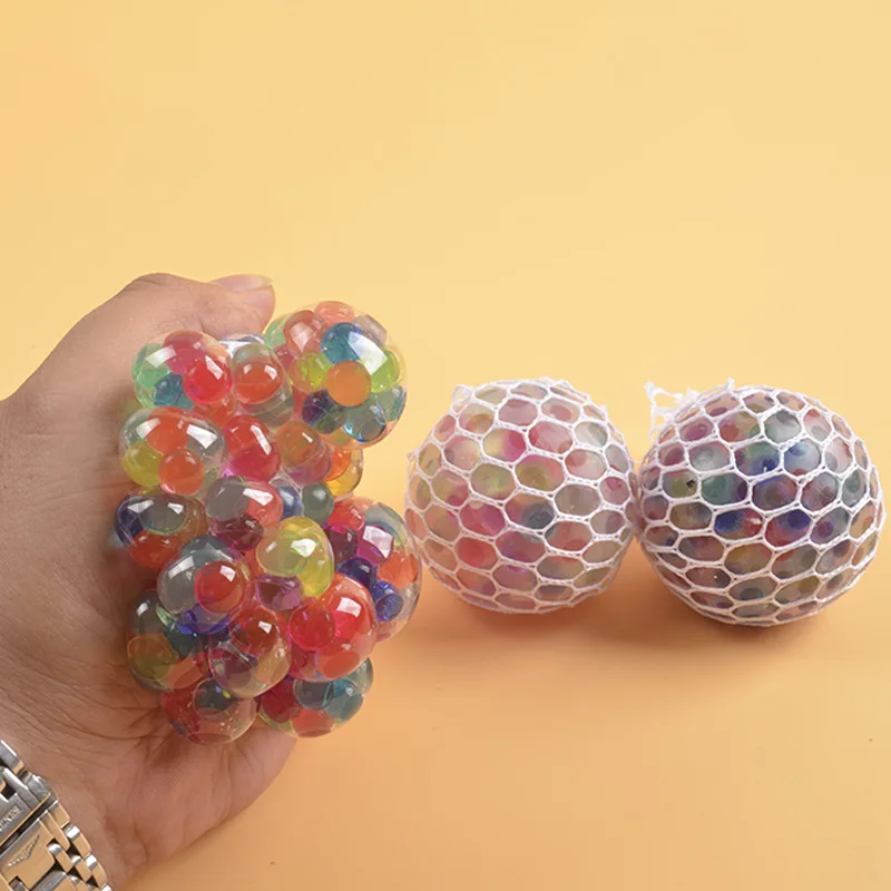 

12PCRainbow Mesh Ball Stress Glowing Squeeze Grape Toys Anxiety Relief Stress Ball Adult Child Funny Stress Reliever Fidget Toys