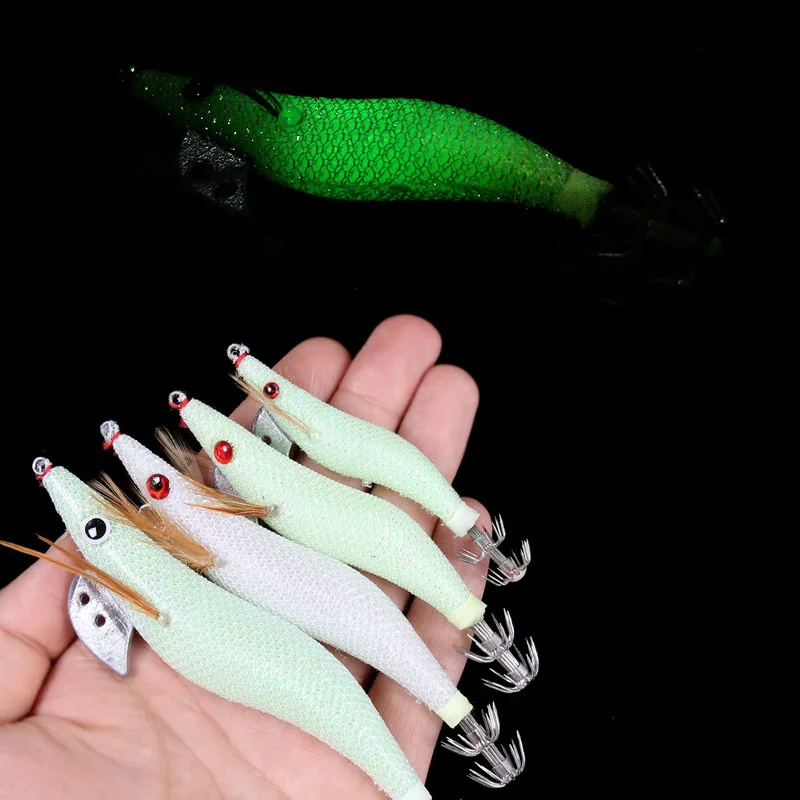 Squid Jigs Lot de 10 leurres de pêche en eau salée avec sac