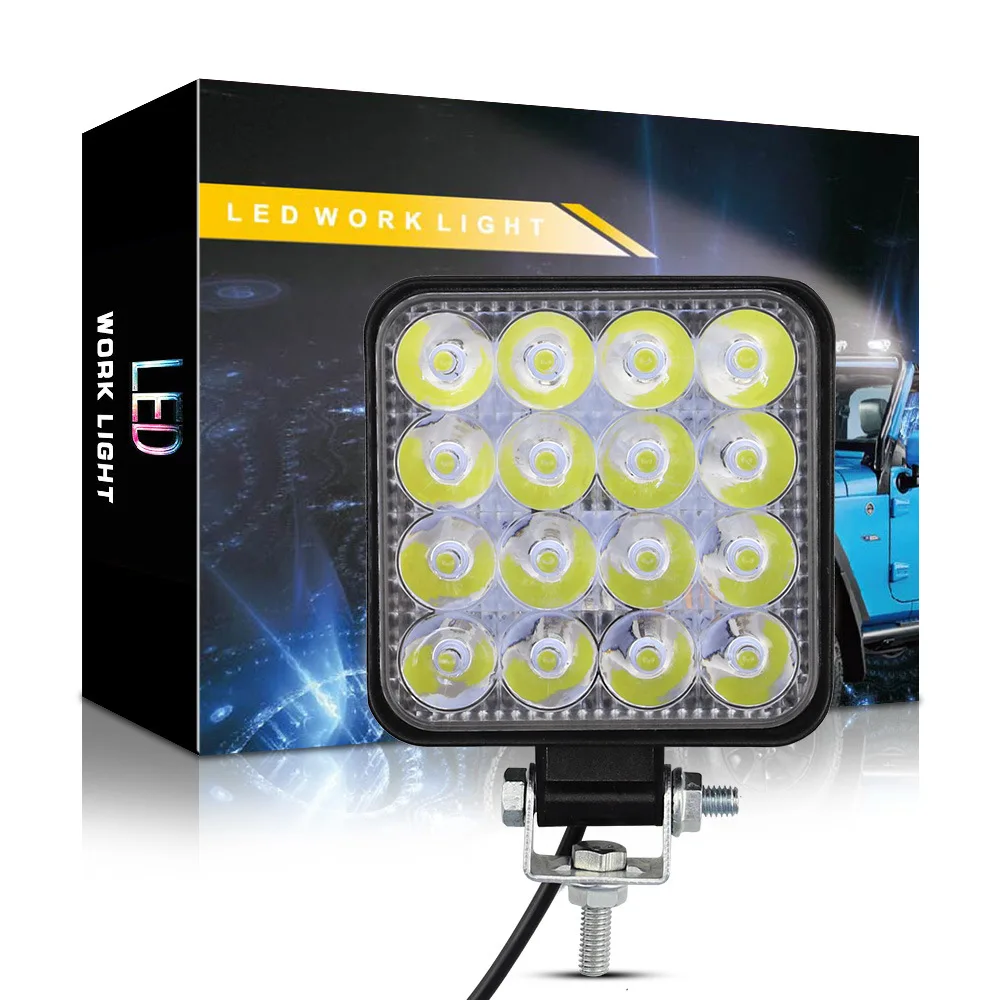 

Automotive LED Work Light Mini Square 16 Light 48W Driving Aid Light Retrofitting Headlamp Shooting Head