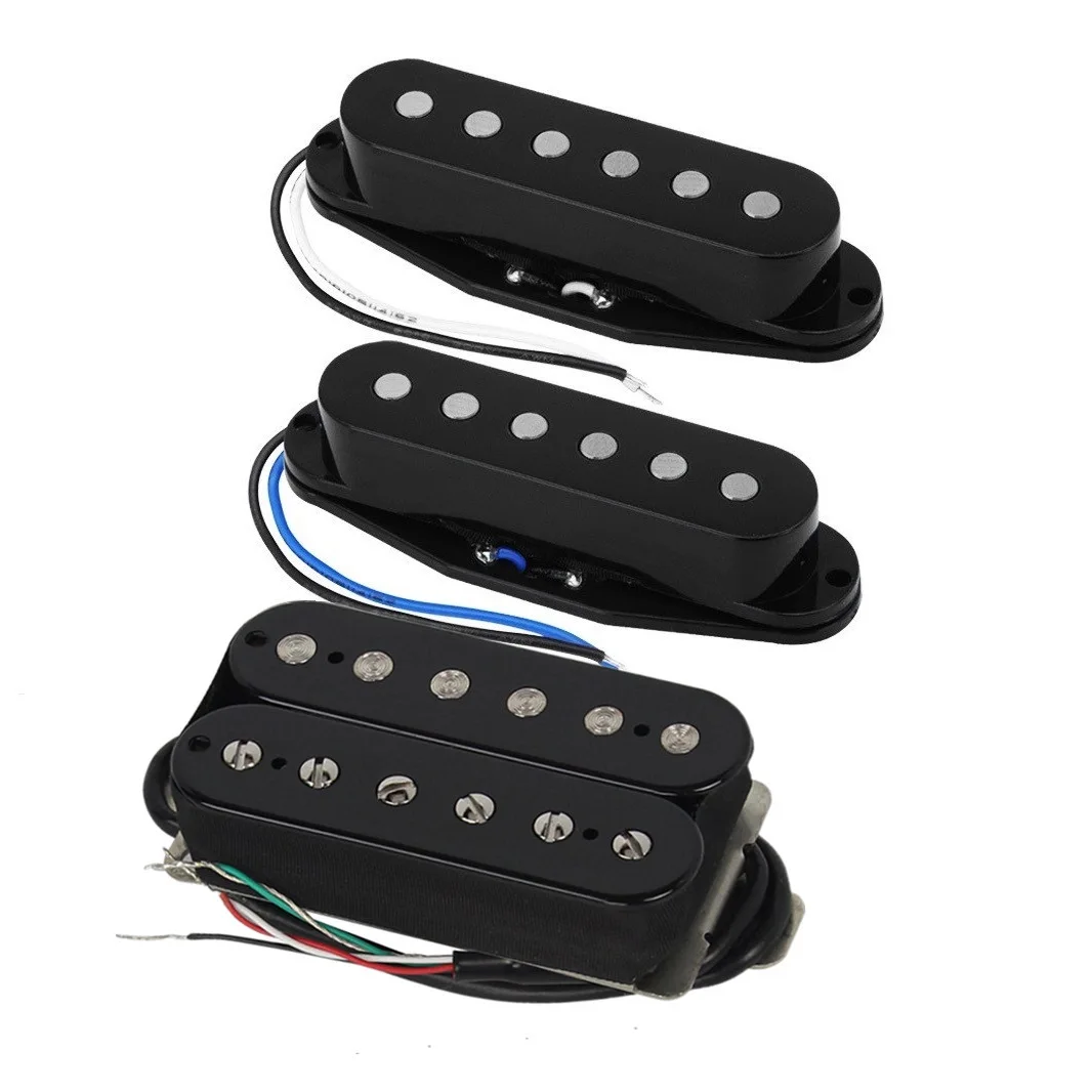 Fleor 3Pcs Black Ssh Set Alnico 5 Humbucker Pickup E Pickup A Bobina Singola Hss Parti Di Chitarra Elettrica