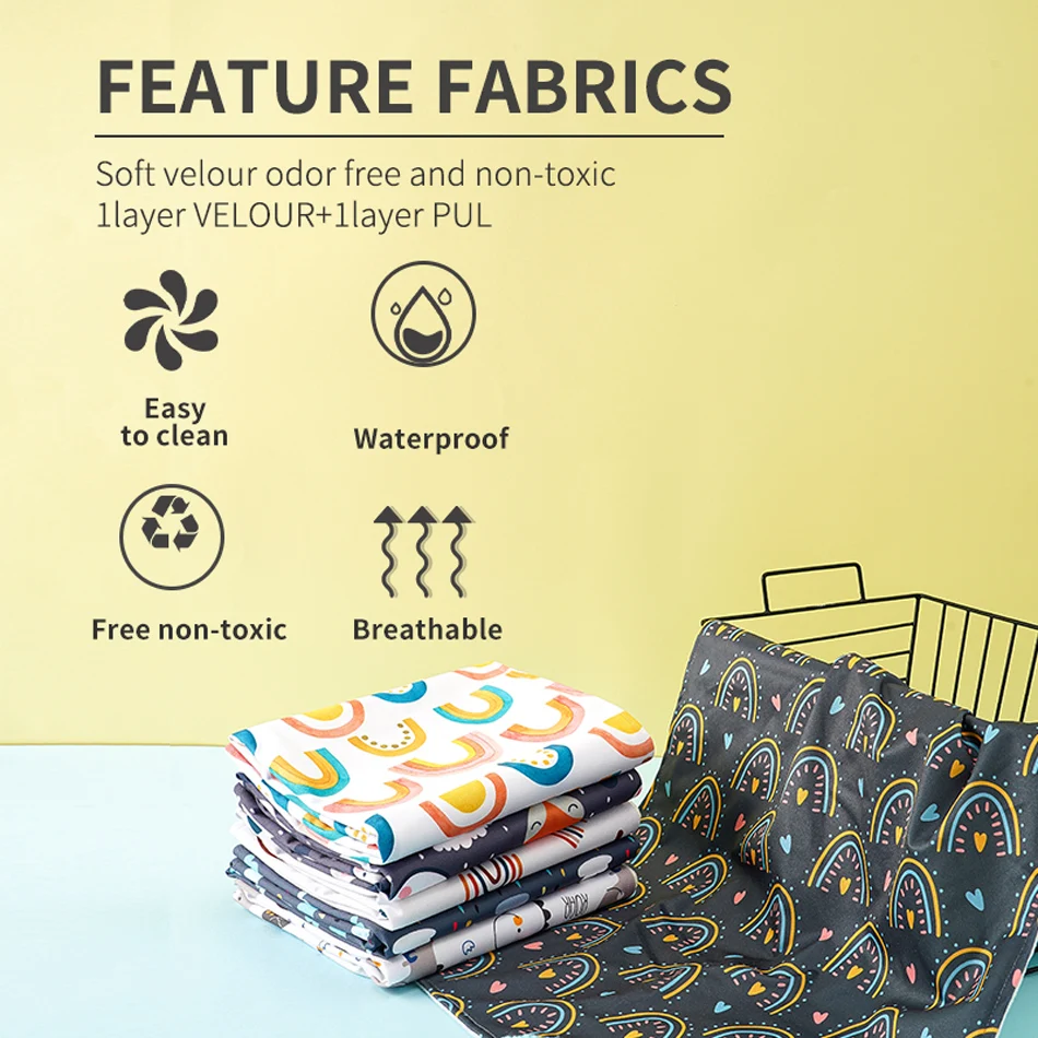 HappyFlute New Two Piece Sets Washable&Reusable Diaper Changing Mat Portable Nappy Pad Waterproof Cover Mattress For Baby