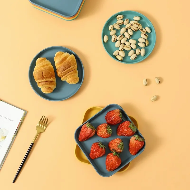 Dessert Plate Pure Plastic Square Snack Straw Bowl Sauce Seasoning Dish Degradable Eco-Friendly Tableware Home Table GarbageDish