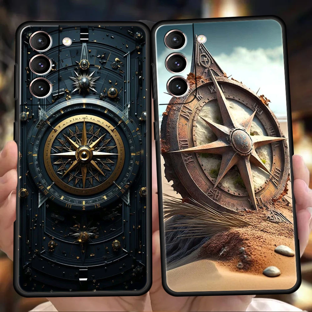 Kompass hülle für Samsung Galaxy S24 S23 S22 S20 S21 Fe Ultra S10 S10E S9 S8 plus 5g Silikon stoß feste Telefon abdeckung Capas Taschen