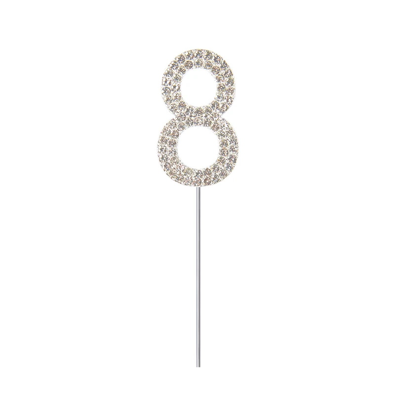 Glitzer Legierung Strass 0-9 Zahl Kuchen Topper Gold Silber Digital Cupcake Topper Hochzeit Geburtstag Party Dessert Dekorationen – Detail 18