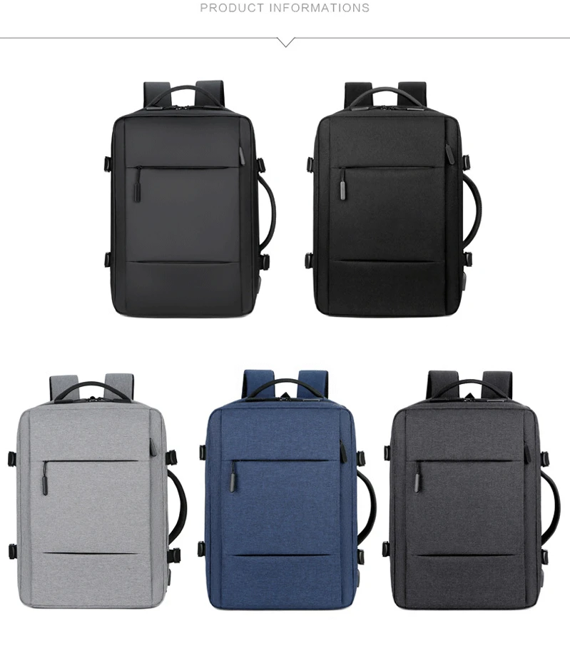 Klasik seyahat sırt çantası erkekler iş sırt çantası okul genişletilebilir USB çantası büyük kapasiteli dizüstü su geçirmez moda sırt çantası