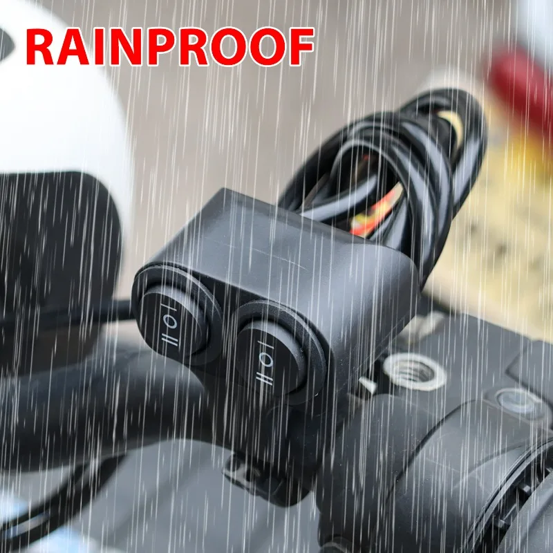 Motorcycle Spotlight Single Head Dual Button Switch Wire for Electric Scooter Handle Modification Headlight Three Wire Switch