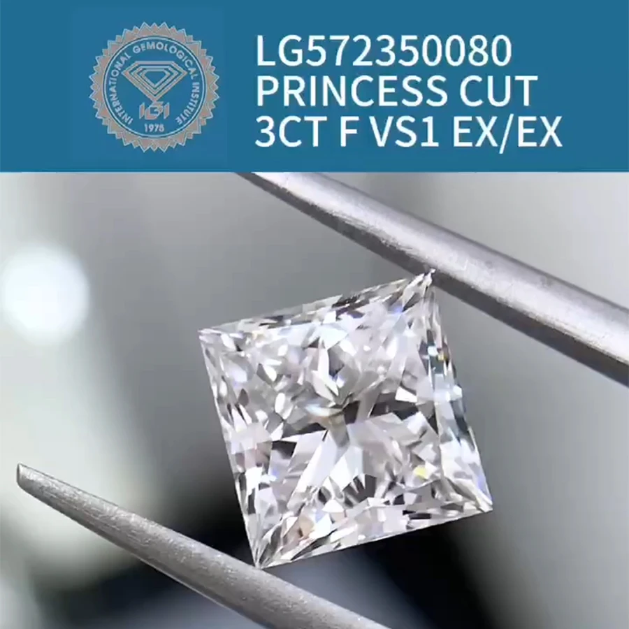 

AEAW IGI Certified CVD Loose Diamond 3 Ct Princess Cut Excellent F/Vs1