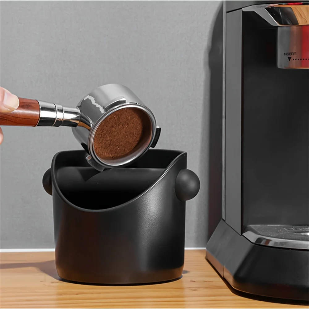 Espresso Knock Box Shock-Absorbent Coffee Knock Box Anti-slip Espresso Dump Bin For Coffee Grounds with Removable Knock Bar Grind Waste Bin