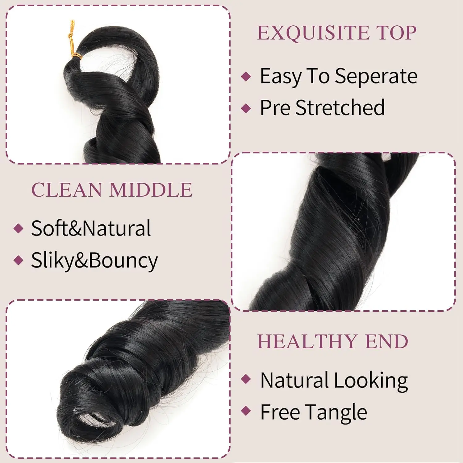 French Curls Braiding Hair 12/16/24Inch Synthetic Spiral Curls Braids Hair Extensions For Women Pre Stretched Loose Wave 3