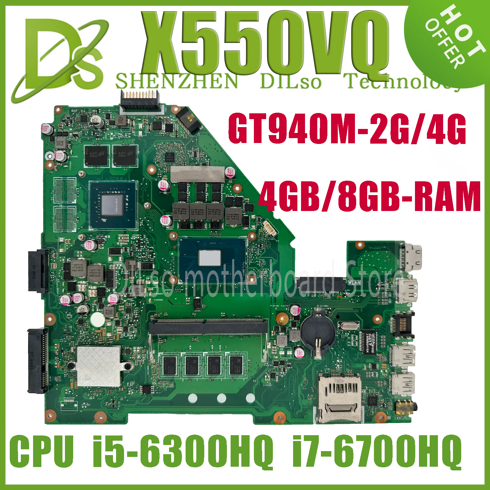 Placa-mãe Portátil A550v W50v X550v X550vq Fh5900v Placa-mãe i5 I76700hq I77700hq 8g 4g-ram Gtx940m 950m2g4g X550vx X550vxk - Imagem 5