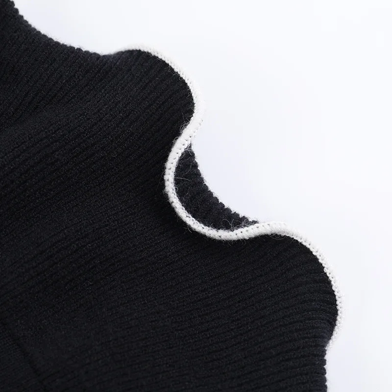 JULISSA MO Knitted Sexy Round Neck Ruffles Dress Women Black Long Sleeve Evening Dress Female Autumn Slim Elegant Party Clubwear