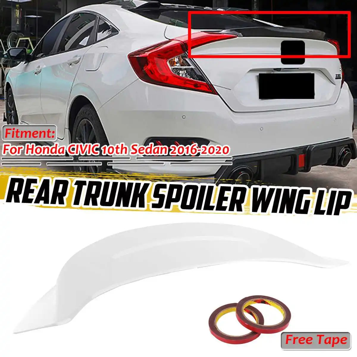 

High Quality Car Rear Spoiler Wing Lip Extension For Honda For CIVIC 10th Gen Sedan 2016-2020 Rear Trunk Spoiler Lip Wing