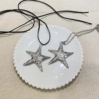 Collier avec pendentif grande étoile de mer en métal exagéré pour femmes, gothique Hip Hop, couleur argent, pentagramme, chaîne étoile, bijoux Y2K 5