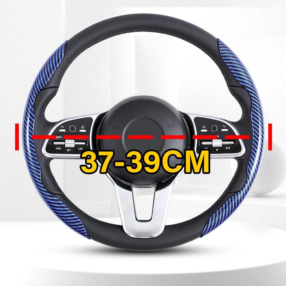 Steering Wheel Cover Universal 38cm Carbon Fiber Car Steering Wheel Cover Non-slip Card Cover Auto Steering Wheel Handle Booster Protective