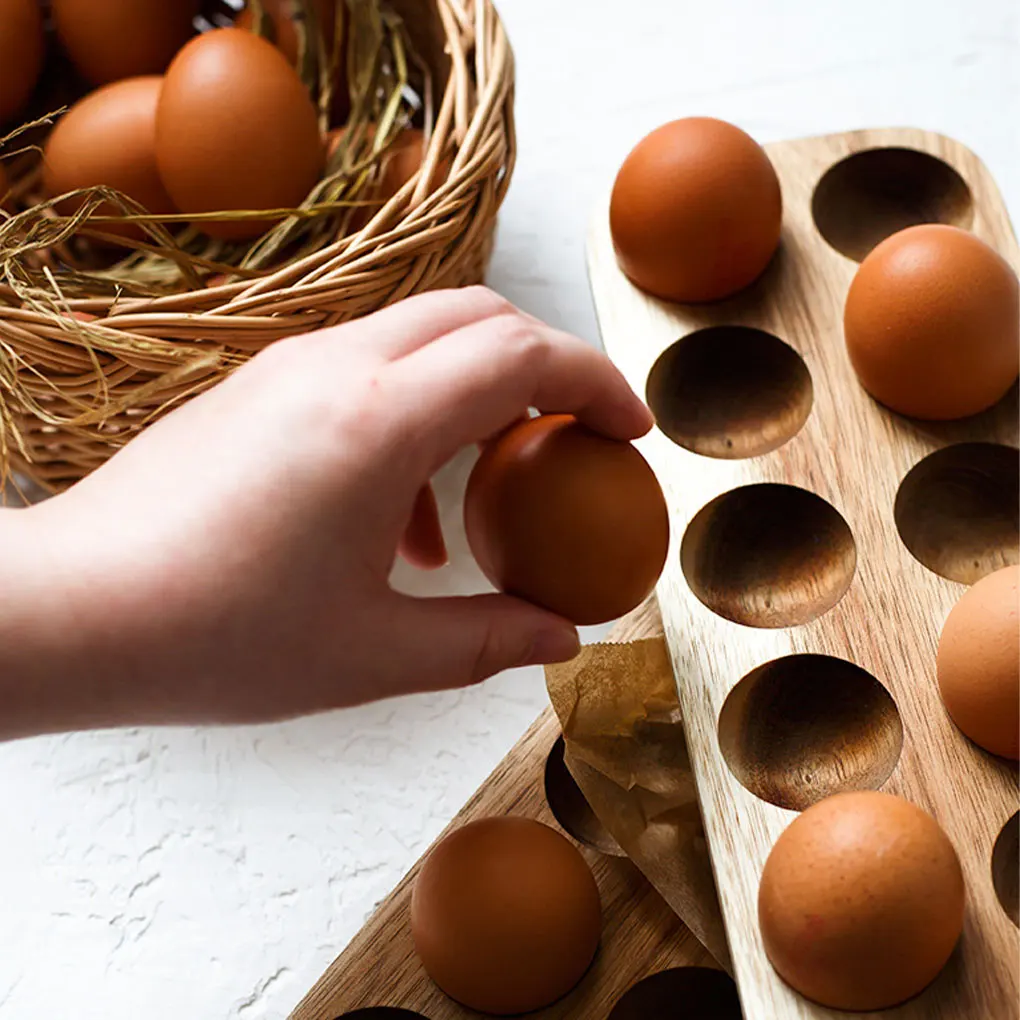

Exquisite Craft Wooden Egg Storage Tray Non-toxic And Moisture-resistant Home Egg Tray Egg Holder