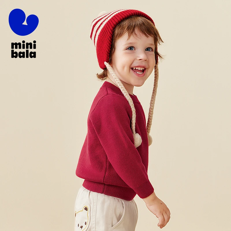 미니 발라 남아 여아  세미 하이넥 스웨터 베이스 레이어 피부 친화적 따뜻한 상의 2025 신상 겨울