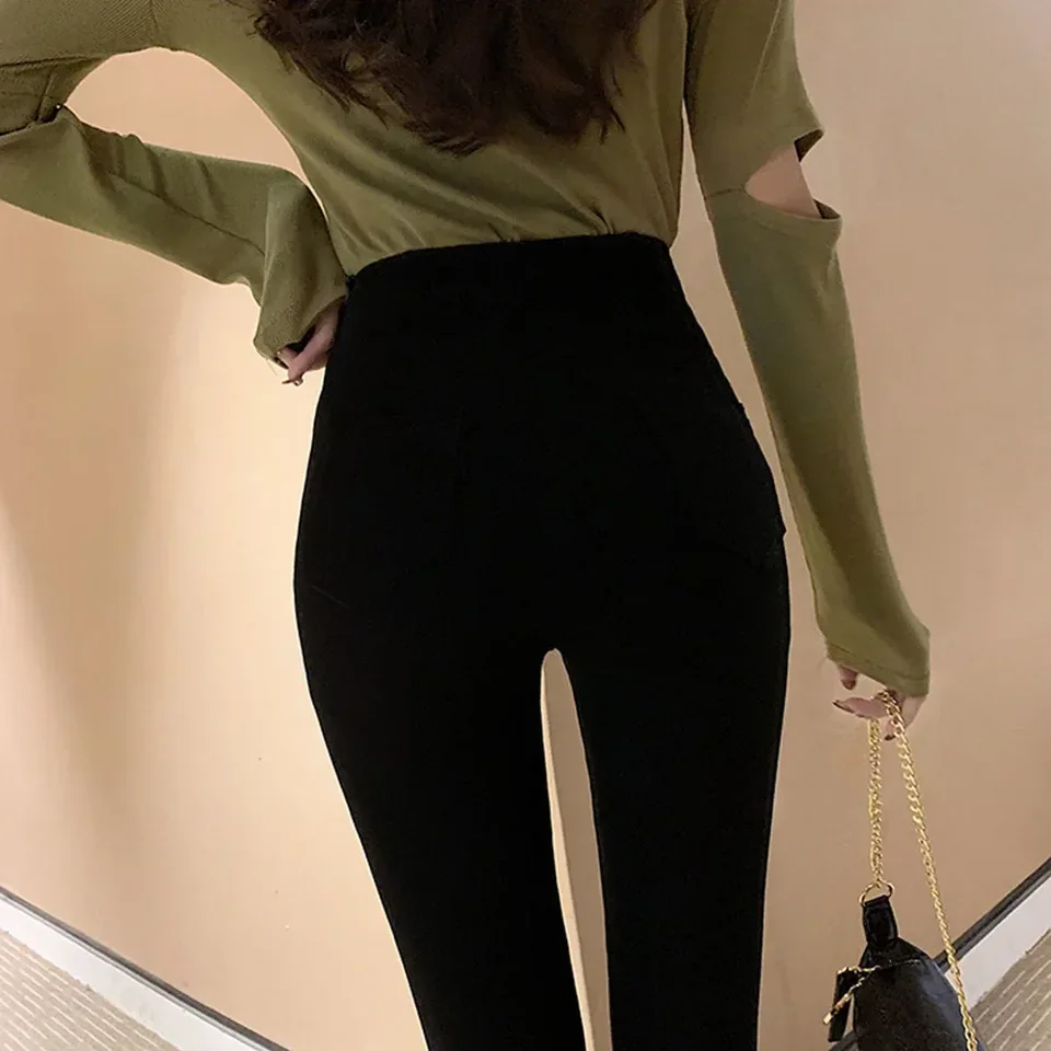 Fashion women's trousers Spring autumn new high-elastic double-breasted tight-fitting high-waisted slimming pants Women's pants 6
