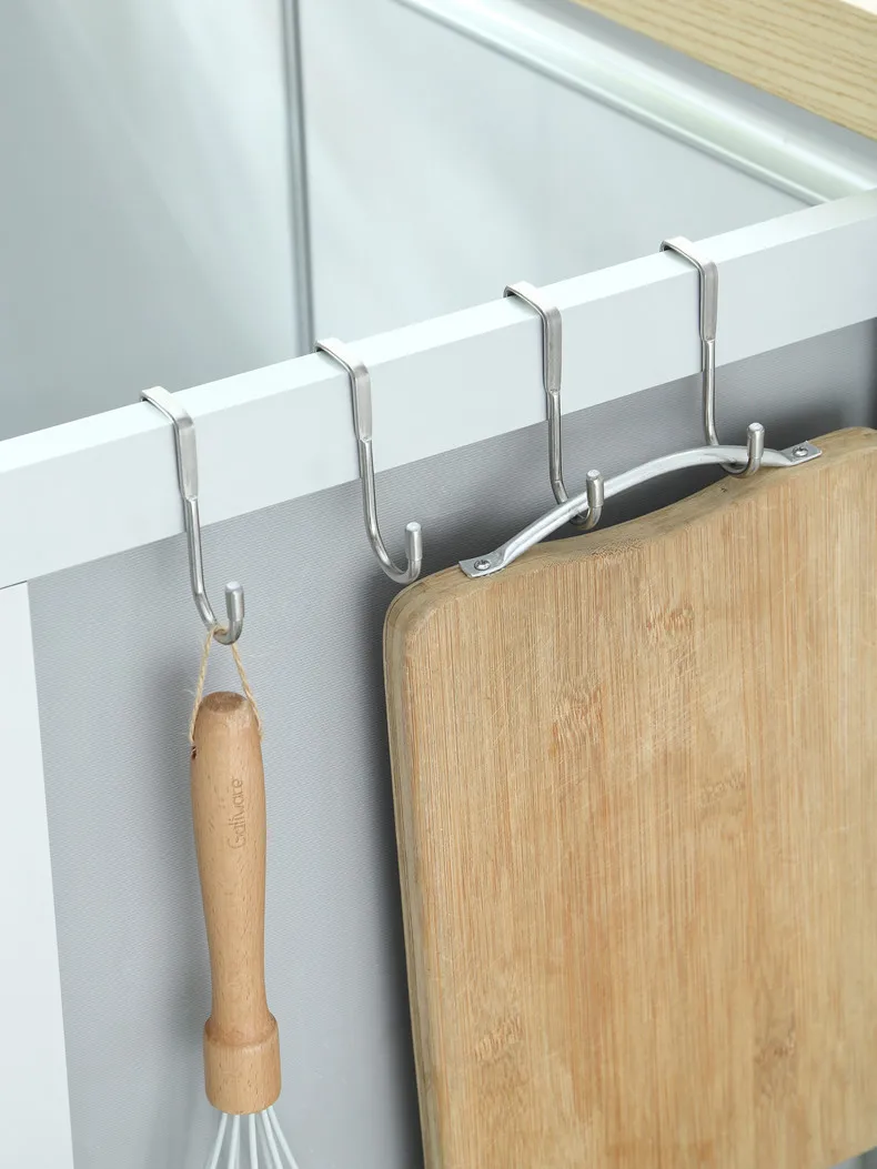 Description Picture 2 of item304 Stainless Steel Hook Double S-Shape Hook Free Punching Kitchen Bathroom Cabinet Door Without Trace Hook Towel Storage Hange