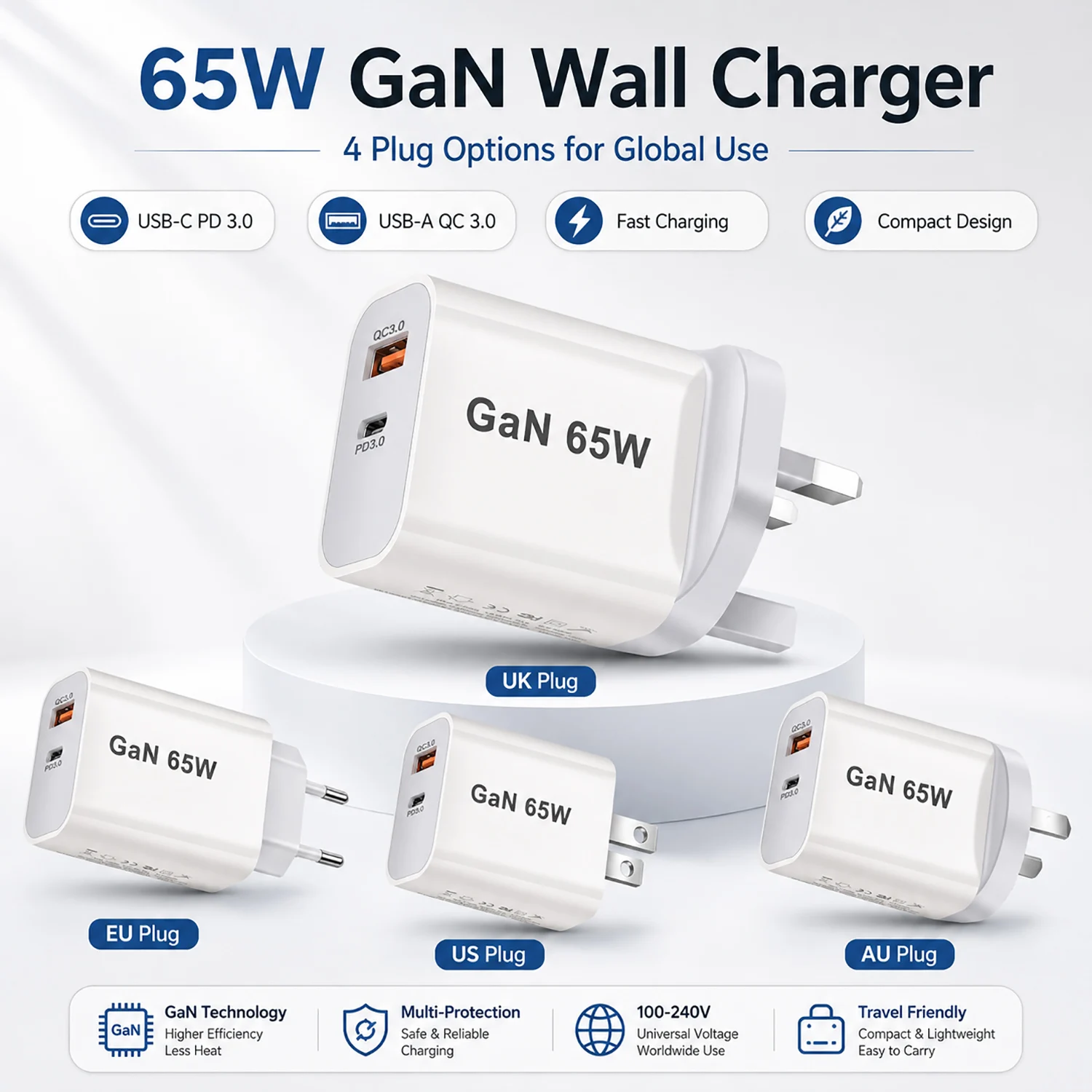 1 ensemble : chargeur PD 65 W, câble de charge rapide USB-C pour iPhone 17, 16, 15 Pro Max, câble de données de type C, chargeur rapide pour téléphone, adaptateur secteur. 1