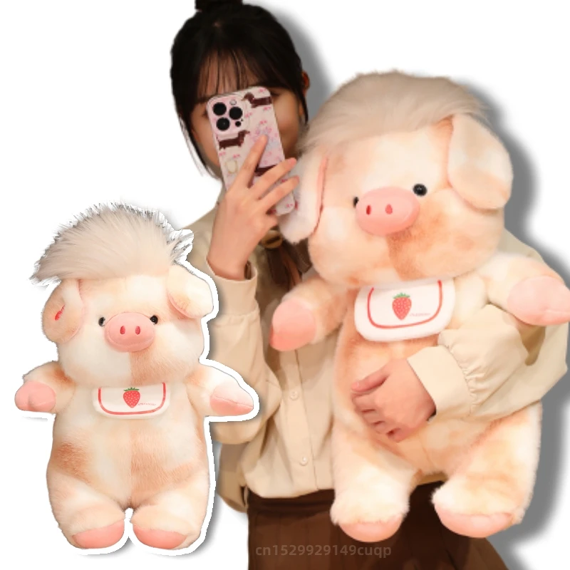 

25/35/45cm Pink Sitting Pig Plush Toy With Hair Creative Soft Doll Stuffed Flower Pig Plush Toy Pillow Decorate The Bedroom Sofa